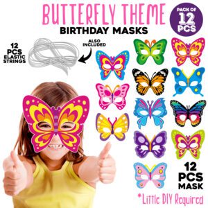 Butterfly Theme Birthday Masks, Butterfly Theme Masks for Kids  (Pack Of 12)