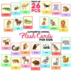 Animal Flash Cards | FlashCards for Children and Adults  (Pack of 26)