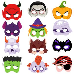 Halloween Theme Birthday Masks / Halloween Theme Party Decorations (Pack Of 12)