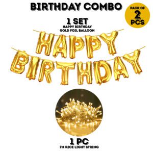 Birthday Decorations Kit – Birthday Foil Balloons with Led Rice Light  (Pack Of 2)