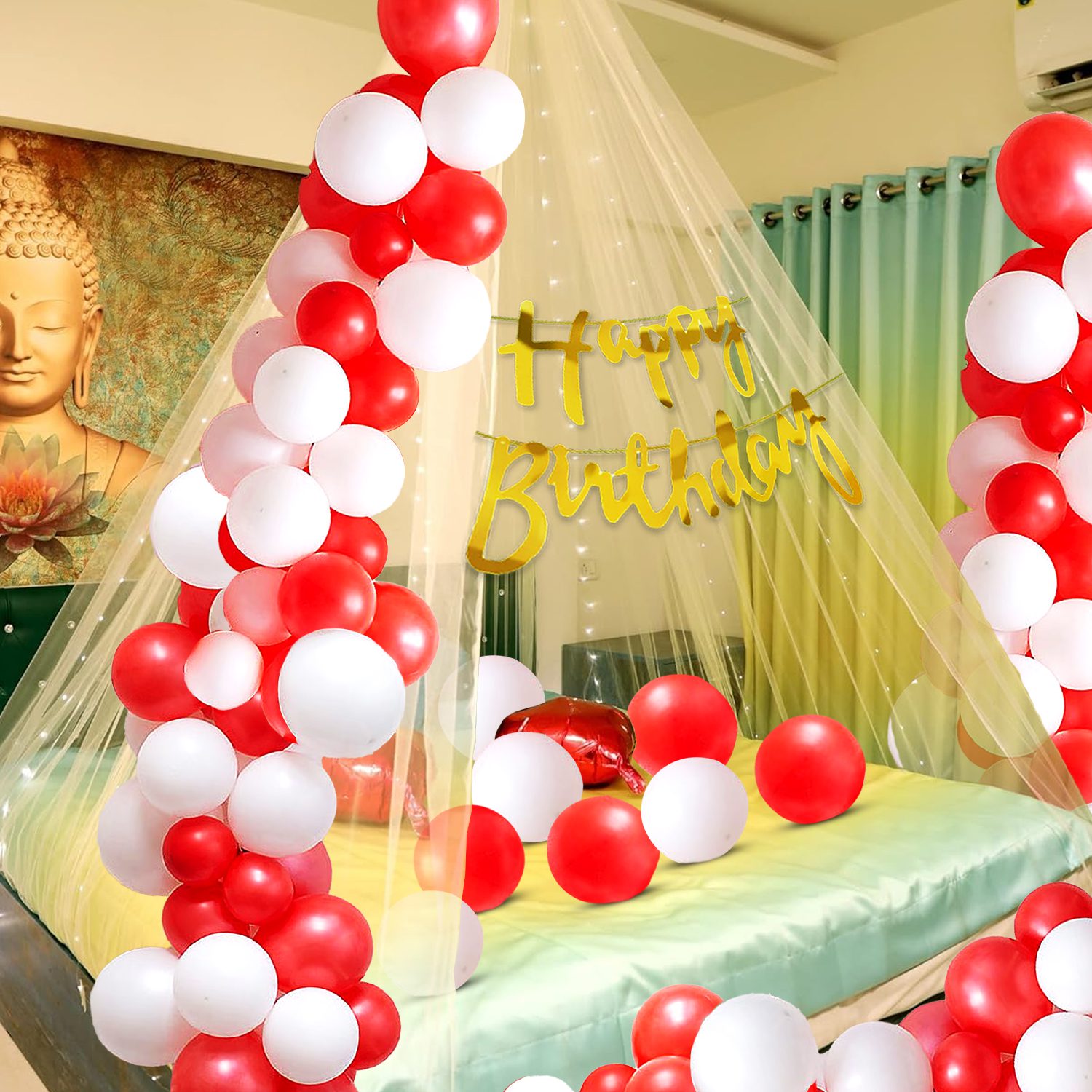 Cabana Tent Birthday Decorations Kit - Banner, Balloons, Rice