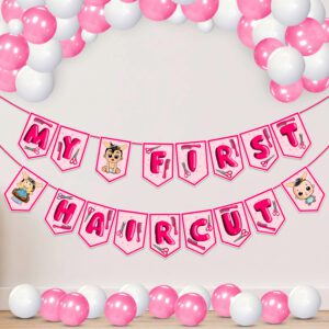My First Hair Cut Ceremony Decorations Items – Banner & Balloons (Pack Of 26)