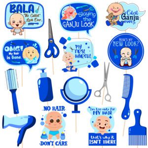 First Hair Cut Ceremony Decorations Photo Booth Props – Pack of 16
