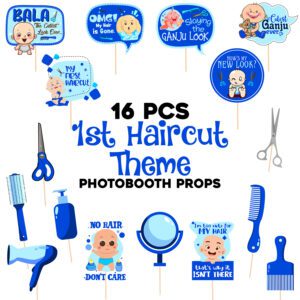 First Hair Cut Ceremony Decorations Photo Booth Props – Pack of 16