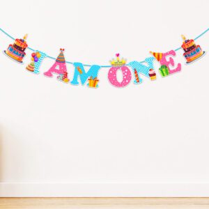 1st Birthday Decoration Banner – Multicolor I AM ONE Banner