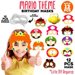 MARIO Theme Birthday Party Masks  (12 PCS)