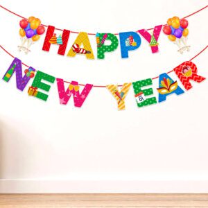 Multicolor Happy New Year Banner | Happy New Year Decorations Banner 2024