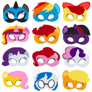 PONI Theme Birthday Masks, PONI Theme Masks for Kids  (Pack Of 12)