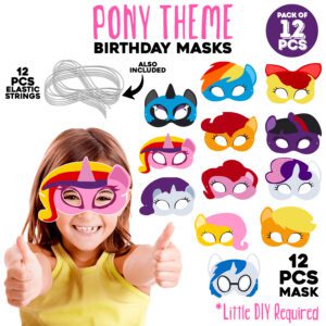 PONI Theme Birthday Masks, PONI Theme Masks for Kids  (Pack Of 12)