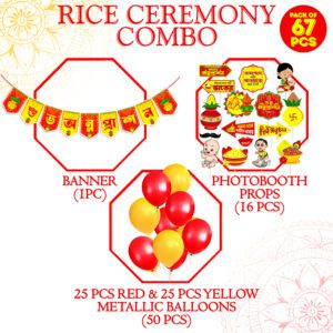 RICE CEREMONY Decorations Combo / Mukhe Bhaat Decorations Items  (Pack Of 67)