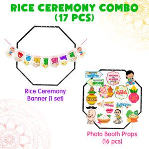 Rice Ceremony Bengali Photo Booth Props with Banner (Pack of 17)