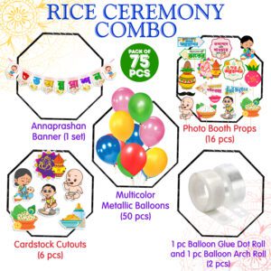 Annaprasanam Decorations Combo – Banner, Balloons, Photo Booth (Pack of 75)