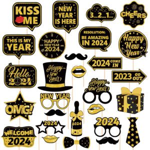 New Years Eve Photo Booth Props – 2024 Photo Booth Props (Pack of 28)