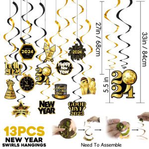 Happy New Year Decorations Swirls, New Year Party Decorations  (Pack Of 13)