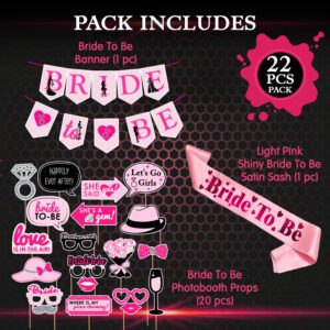 Bachelorette Party Decorations Kit – Banner, Sash & Photo Booth Props (Pack Of 22)