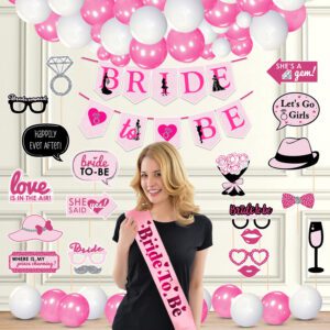 Bachelorette Party Decorations Set – Banner, Balloons with Photo Booth Props & Sash (Pack Of 47)