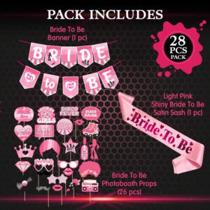 Bachelorette Party Decorations Set – Banner with Photo Booth Props & Sash (Pack Of 28)