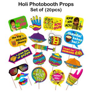 Holi Photo Booth Props / Happy Holi Decorations – 20 Pcs