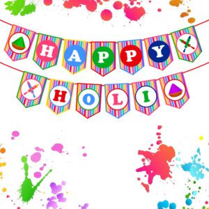 Happy Holi Banner Indian Festival Colorful Bunting Banner