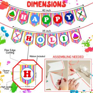 Holi Decorations Item – ColorFul Banner, Swirls Hangings & PhotoBooth Props (Pack Of 29)