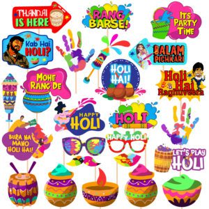 Holi Photo Booth Props – Color Festival Photo Booth (Pack of 25)