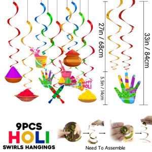 Happy Holi Decorations Swirls Hangings (Pack Of 9)