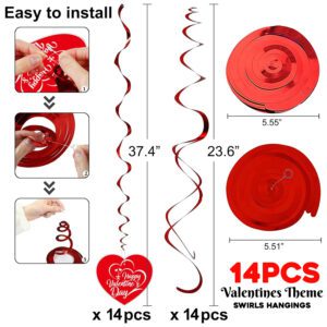 Valentines Day Decorations Hanging Swirls (Pack Of 14)