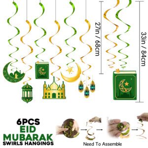 Ramadan Mubarak Decorations Hanging Swirls – 6 PCS