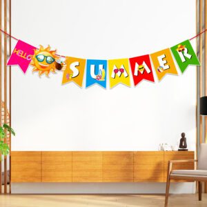 Hello Summer Banner with Sunshine Signs Bunting Banner