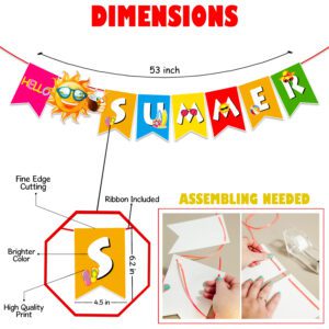 Hello Summer Banner with Sunshine Signs Bunting Banner