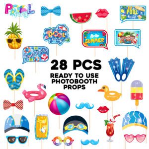 Summer PhotoBooth Props / Beach Pool Party Favors Party Photo Props – Set of 28
