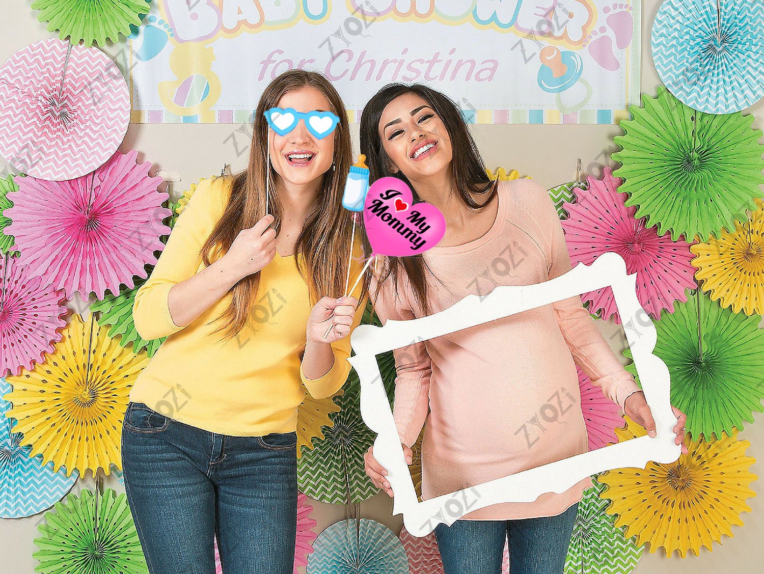 Zyozi 30 Pcs Baby Photo Booth Props Party Kids Shower Birthday Party/DIY Baby Shower Photo Booth Props Funny Creative Birthday Decor for Celebrating Birthday - Image 5