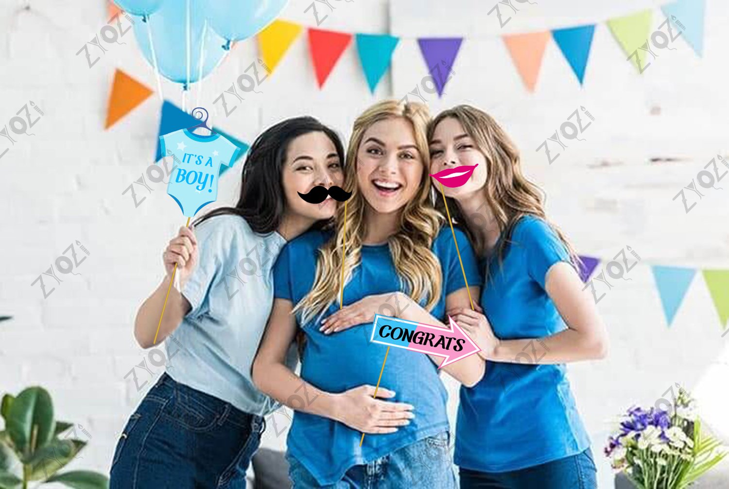 Zyozi 30 Pcs Baby Photo Booth Props Party Kids Shower Birthday Party/DIY Baby Shower Photo Booth Props Funny Creative Birthday Decor for Celebrating Birthday - Image 6