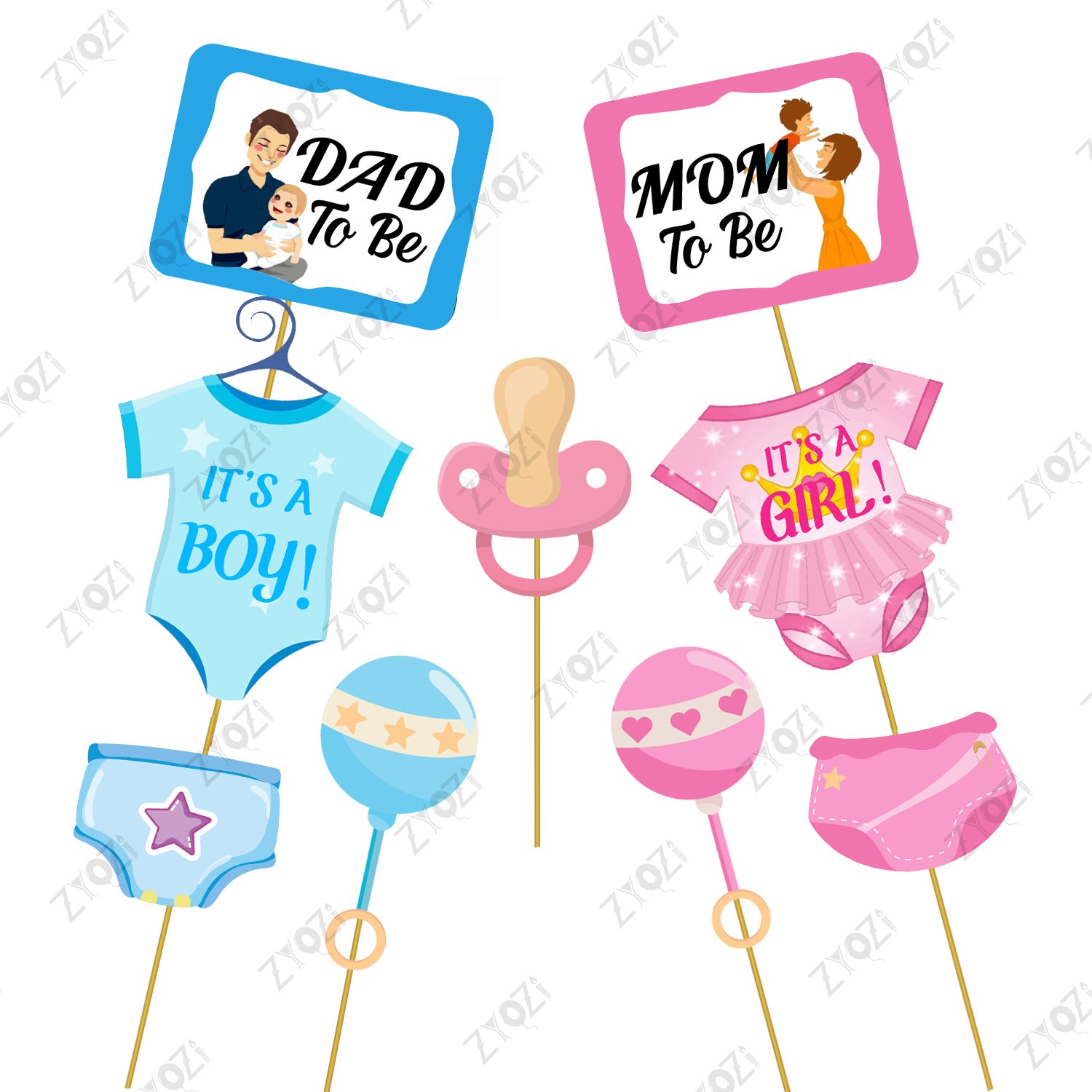 Zyozi 30 Pcs Baby Photo Booth Props Party Kids Shower Birthday Party/DIY Baby Shower Photo Booth Props Funny Creative Birthday Decor for Celebrating Birthday - Image 8