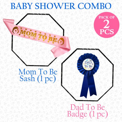 Zyozi Baby Shower Combo | Dad To Be Badge & Mom To Be Sash For Mom To be Gifts | Mom To Be Sash Set - Baby Shower Gifts (Pack Of 2)