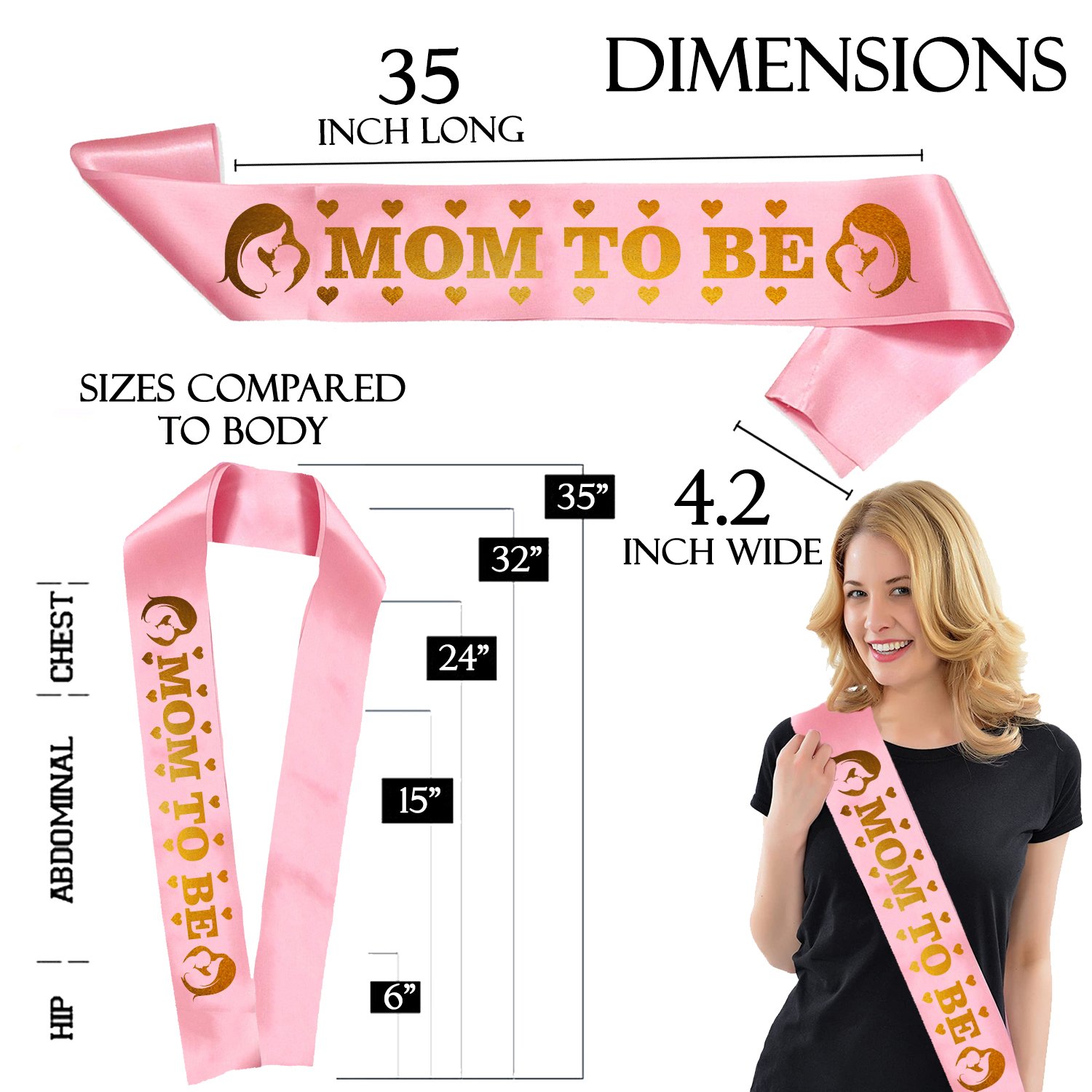 Zyozi Baby Shower Combo | Dad To Be Badge & Mom To Be Sash For Mom To be Gifts | Mom To Be Sash Set - Baby Shower Gifts (Pack Of 2) - Image 4