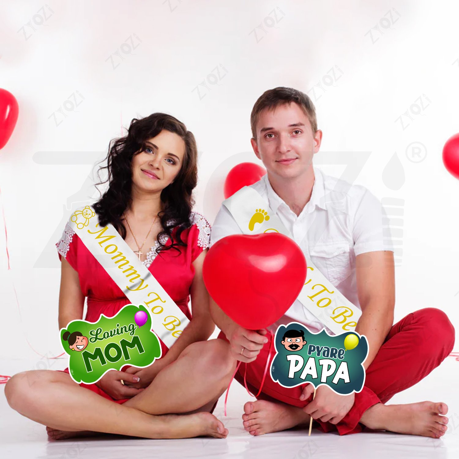 Zyozi Baby Showers Decorations Combo| Baby Shower Props for Photoshoot - Baby Shower Photo Booth Props & Daddy To Be - Mommy To Be Sash (Pack Of 22) - Image 6