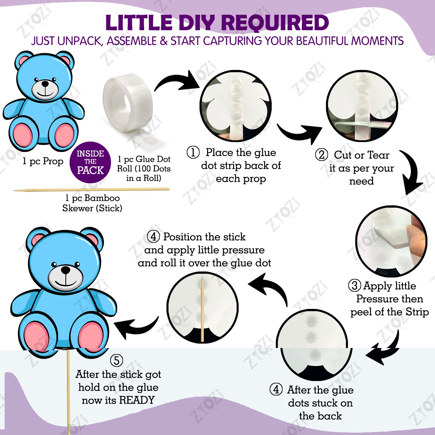 Zyozi 30 Pcs Baby Photo Booth Props Party Kids Shower Birthday Party/DIY Baby Shower Photo Booth Props Funny Creative Birthday Decor for Celebrating Birthday - Image 9