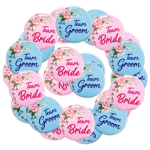 Zyozi® tems Groom & tems Bridee batch Combo - tems Groom batch, tems Bride batch for Bridee, Family & Friends- Wedding Party batch, Ladki Wale batch (Pack Of 24)