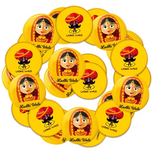 Zyozi ® Ladki Wale & Ladke Wale Badge, Wedding Party Badges - Ladki & Ladke Wale for Bride, Family & Friends | Team Groom & Team Bride Badges (Pack Of 24)