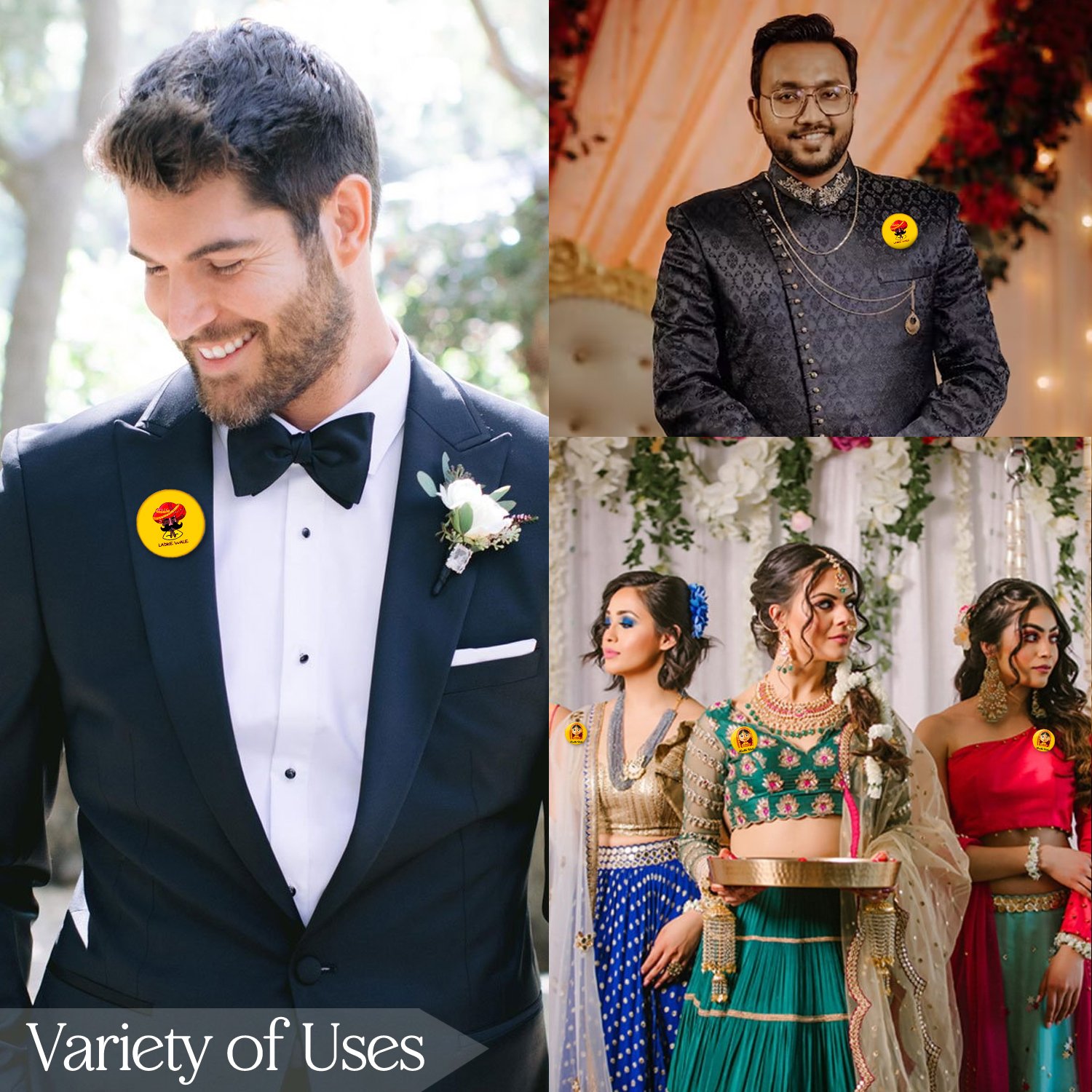 Zyozi ® Ladki Wale & Ladke Wale Badge, Wedding Party Badges - Ladki & Ladke Wale for Bride, Family & Friends | Team Groom & Team Bride Badges (Pack Of 24) - Image 7