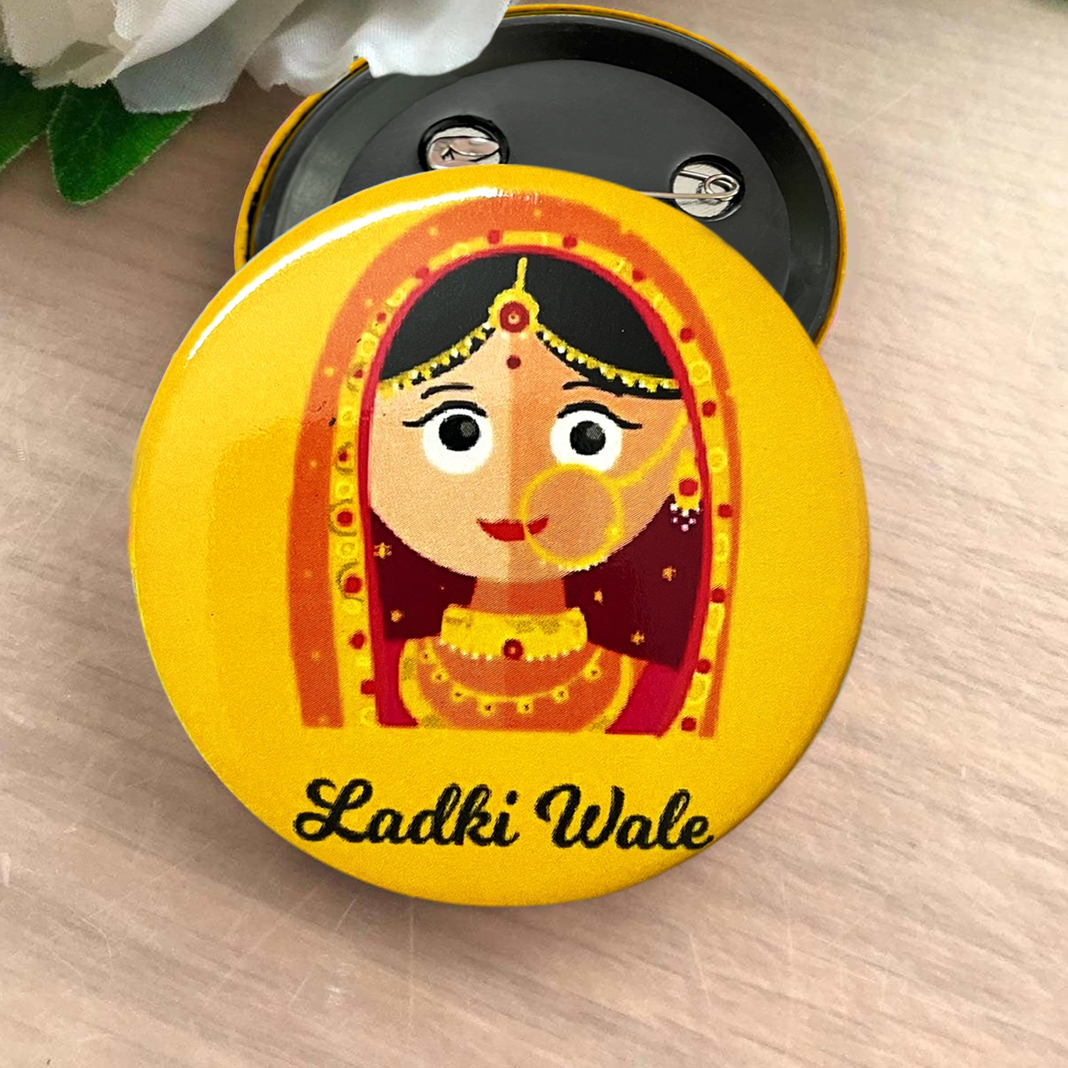 Zyozi ® Ladki Wale & Ladke Wale Badge, Wedding Party Badges - Ladki & Ladke Wale for Bride, Family & Friends | Team Groom & Team Bride Badges (Pack Of 24) - Image 4