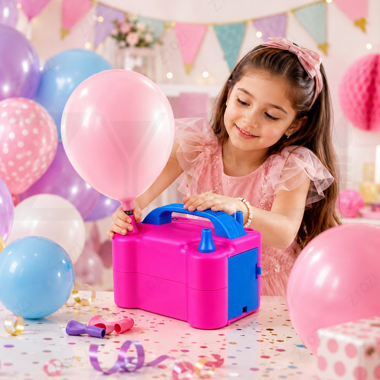 Zyozi Electric Balloon Pump Dual Nozzle 600W Balloon Inflator Machine, Portable Electric Air Balloon Pump for Birthday, Wedding, Baby Shower, Anniversary, Balloon Arch Decoration, Event Decorations - Image 6