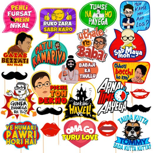 Zyozi Funny Photo Booth Props - 23 pc Photobooth Kit - Movie Night Supplies - Party Decorations