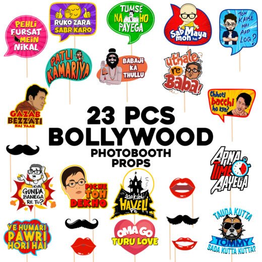 Zyozi Funny Photo Booth Props - 23 pc Photobooth Kit - Movie Night Supplies - Party Decorations