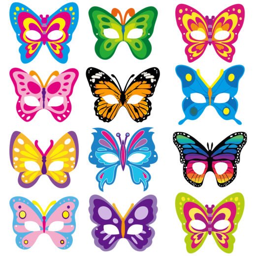 ZYOZI 12 Piece Butterfly Theme Birthday Masks - Kids Butterfly Party Decorations