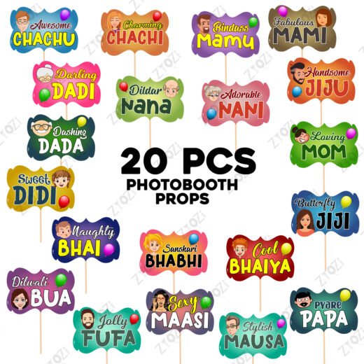Zyozi 20 Piece Baby Shower Props for Photoshoot,Photo Booth with Stick,Decorations Sticks Attached for Mom to Be Shoot,Maternity Shoot, Mommy to be Propps,Fufa to be Propsi,Dadi to be Props