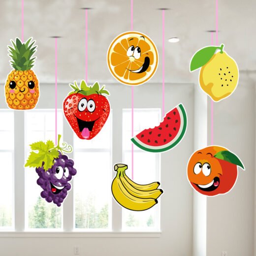 ZYOZI Fruit Theme Birthday Ceiling Hanging Streamers Kids Theme For Baby Shower Birthday Decorations Supplies (Pack of 8), Multi color