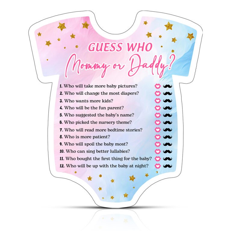 Zyozi Guess Who Mommy or Daddy Baby Shower Game Cards Pack of 30 | Baby Shower Party Game Kit | Baby Shower Activity Game | Baby Shower Decoration Items Multicolor Cardstock