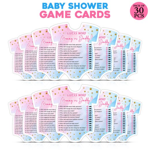 Zyozi Guess Who Mommy or Daddy Baby Shower Game Cards Pack of 30 | Baby Shower Party Game Kit | Baby Shower Activity Game | Baby Shower Decoration Items Multicolor Cardstock
